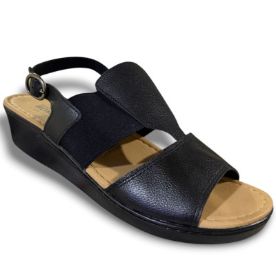 Romulo Sandalia Cuero Negro Mujer Ref 5621